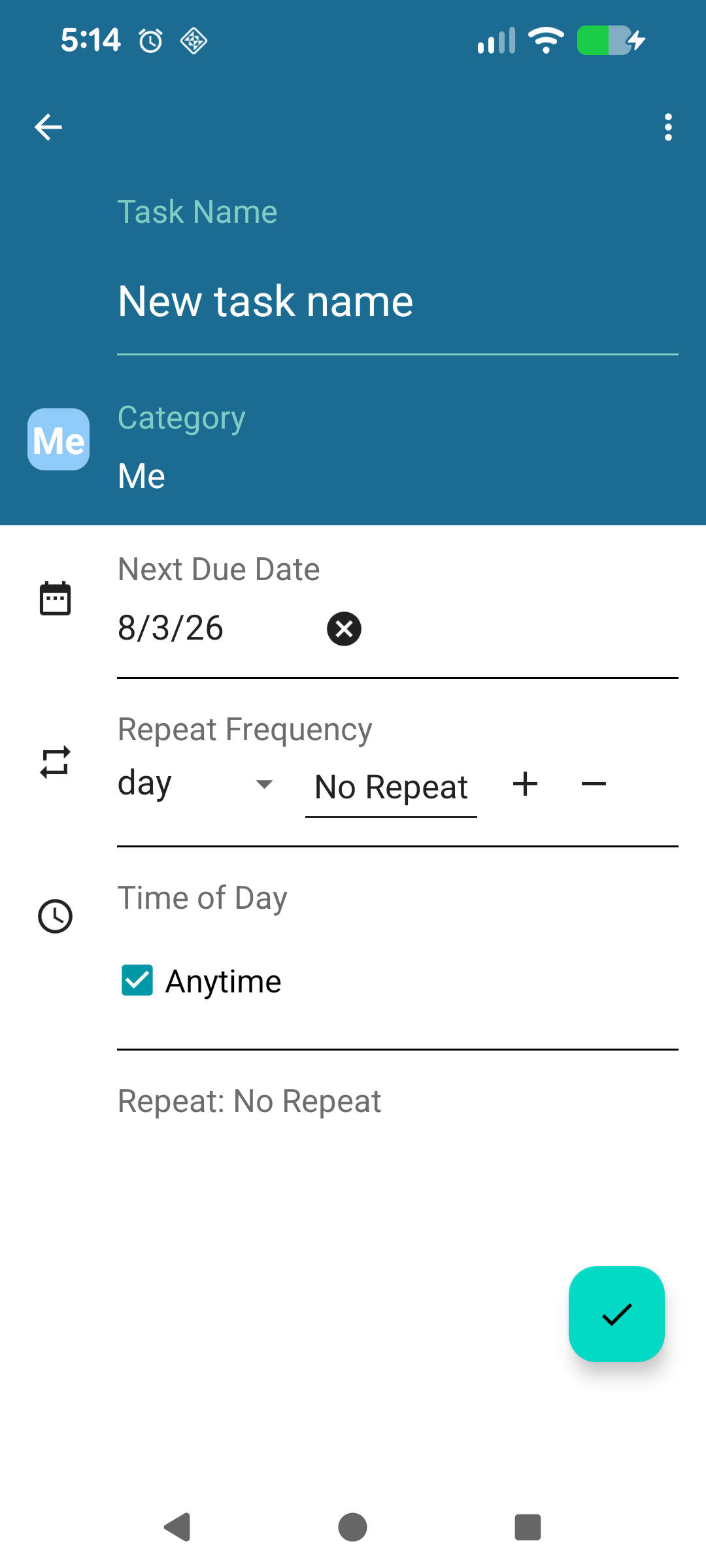Add Task screen