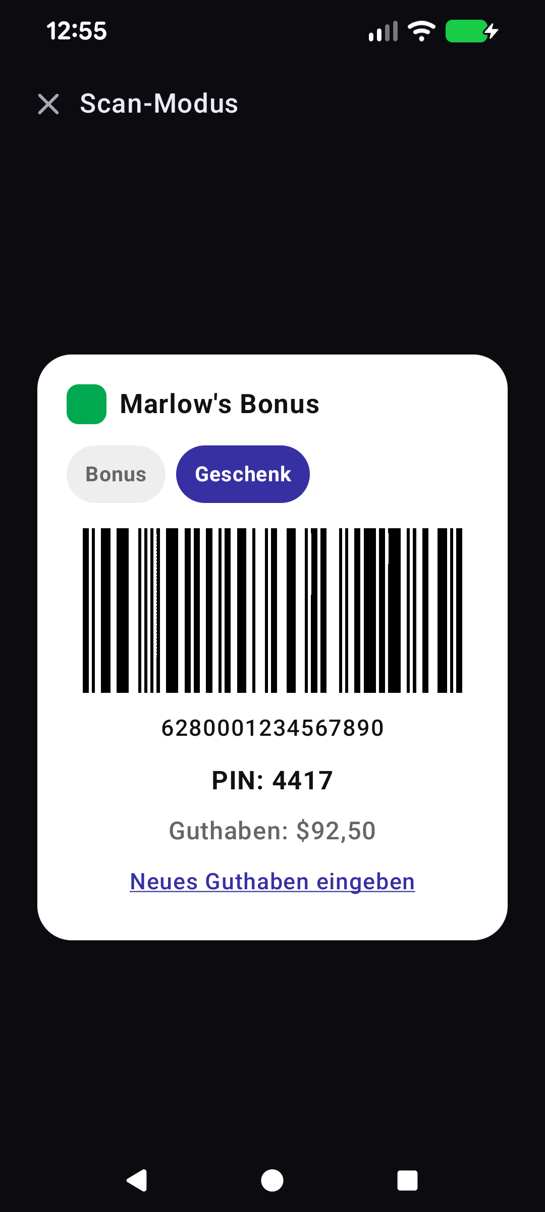 Scan-Modus auf „Gift