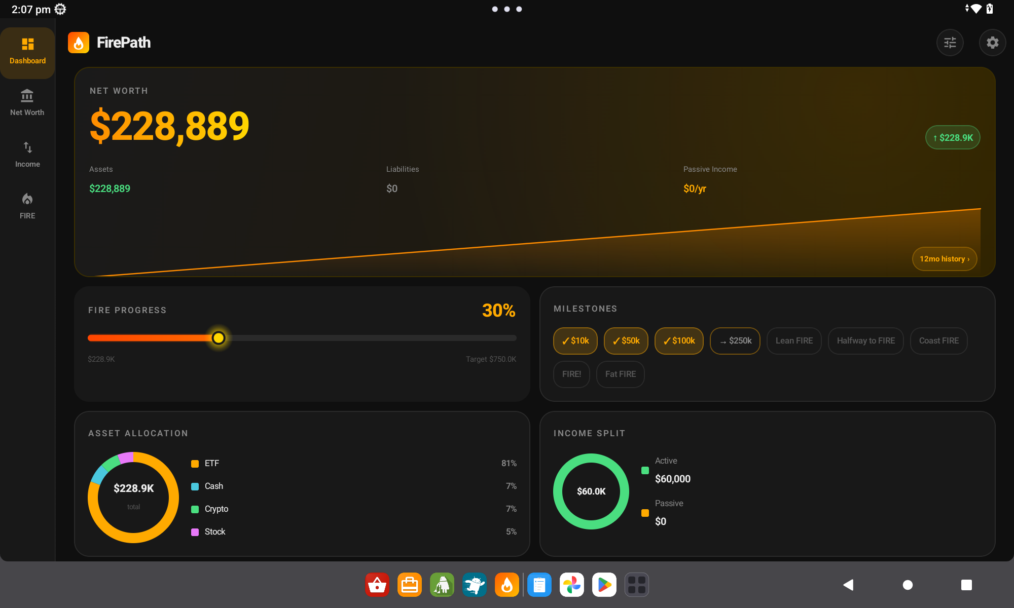 Two-column Dashboard layout at tablet landscape width